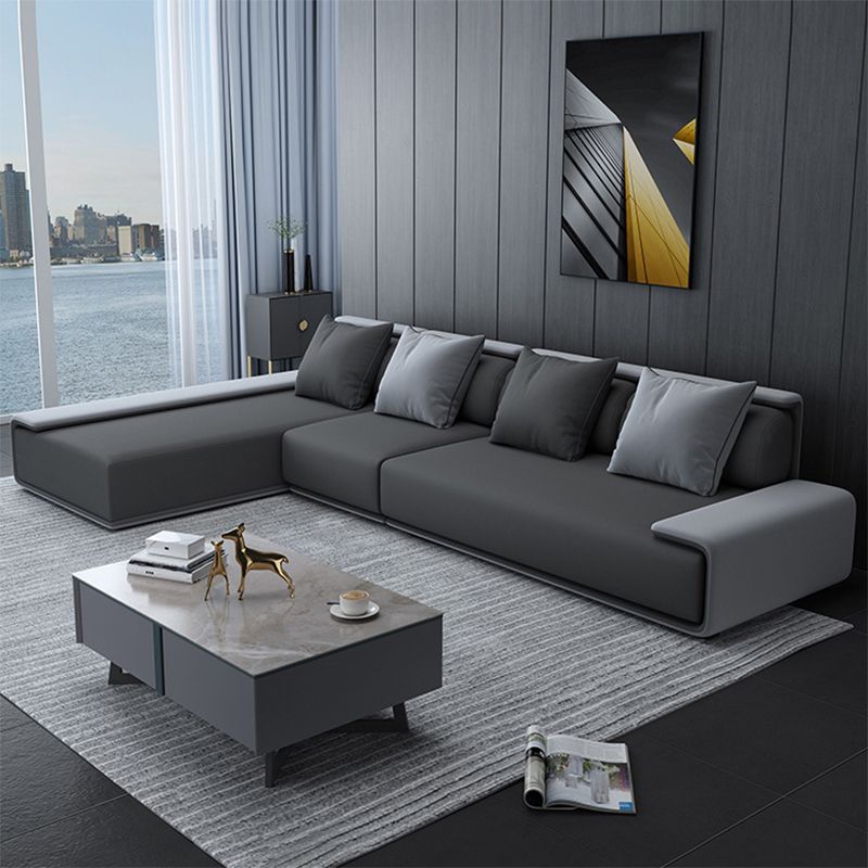 Faux leather Grey Sectional Armless Stain-Resistant Sectional for Living Room