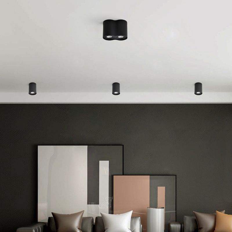 1 / 2 Light Aluminum Flush Mount Light White / Black Cylinder Ceiling Flush Mount