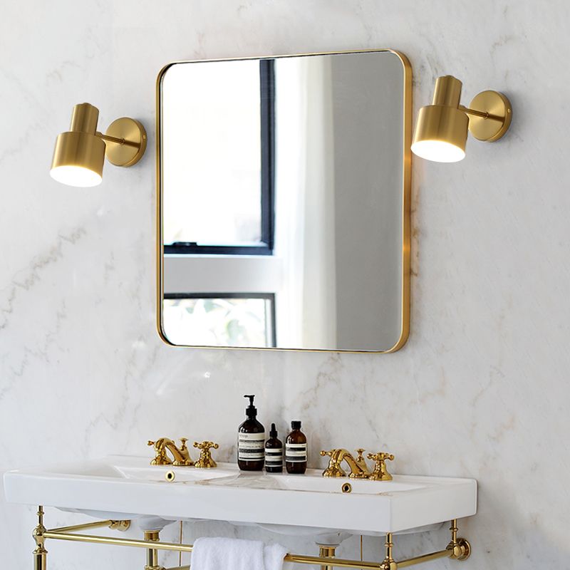Geometric Metal Mirror Wall Lighting Modern Single Light Wall Mounted Lighting in Brass