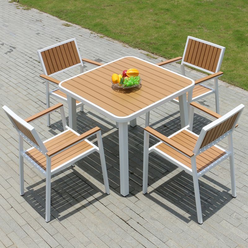 Contemporary Stacking Metal Dining Armchair with Arm Patio Dining Armchair