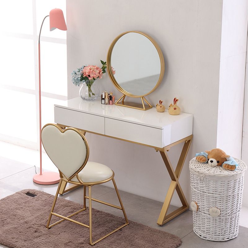 Bright White Makeup Counter 15.74" Wide Vanity Tables with 2 Storage Drawers