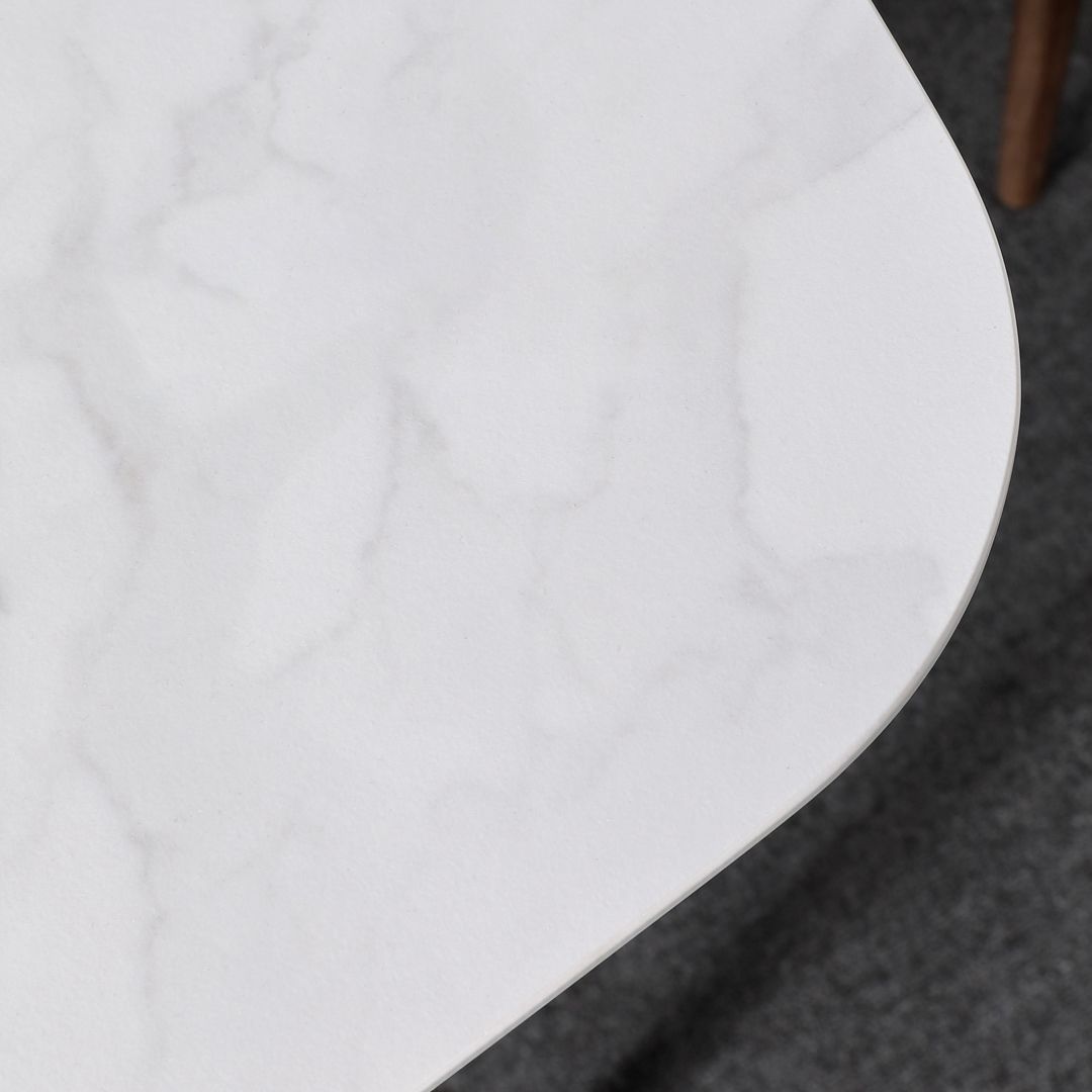 Contemporary Sintered Stone Dining Table Rectangular 4 Legs Table in White