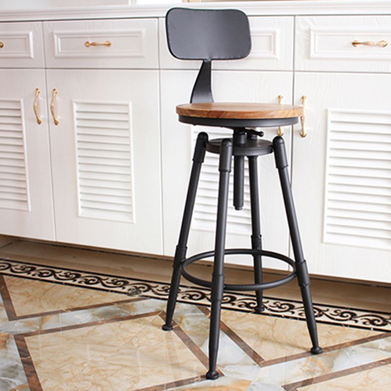 Industrial Armless Rotatable Counter Stool Iron Bar Stool with Pedal for Cafe