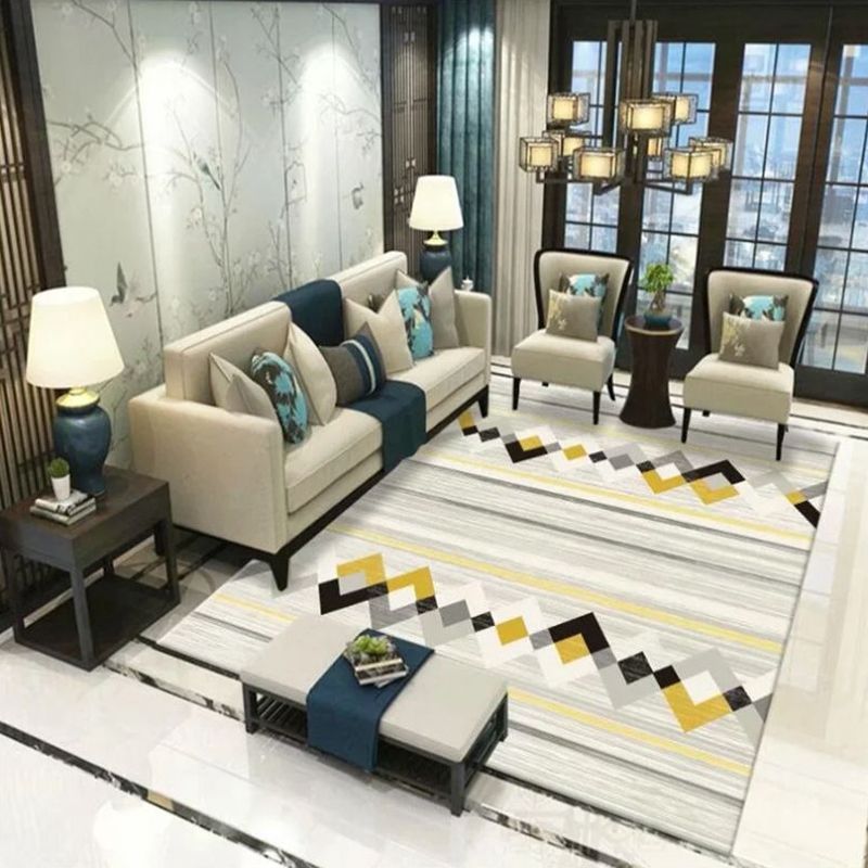 Chic Multi Color Minimalist Rug Polypropylene Abstract Geometry Rug Pet Friendly Non-Slip Machine Washable Rug for Drawing Room