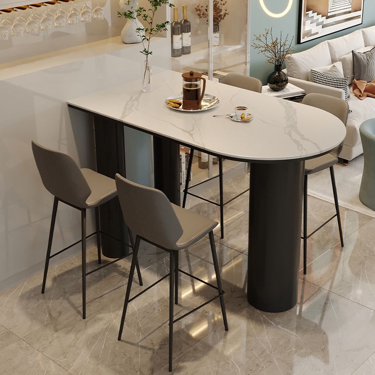 Modern Stone and Iron Counter Height Table Free Form Bar Table with 3 Legs
