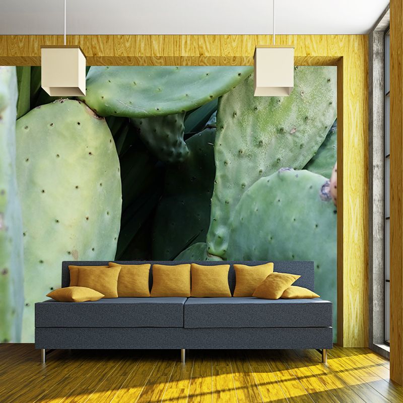 Green Cactus Water Resistant Plant Wall Decor for Living Room, Personalized Size