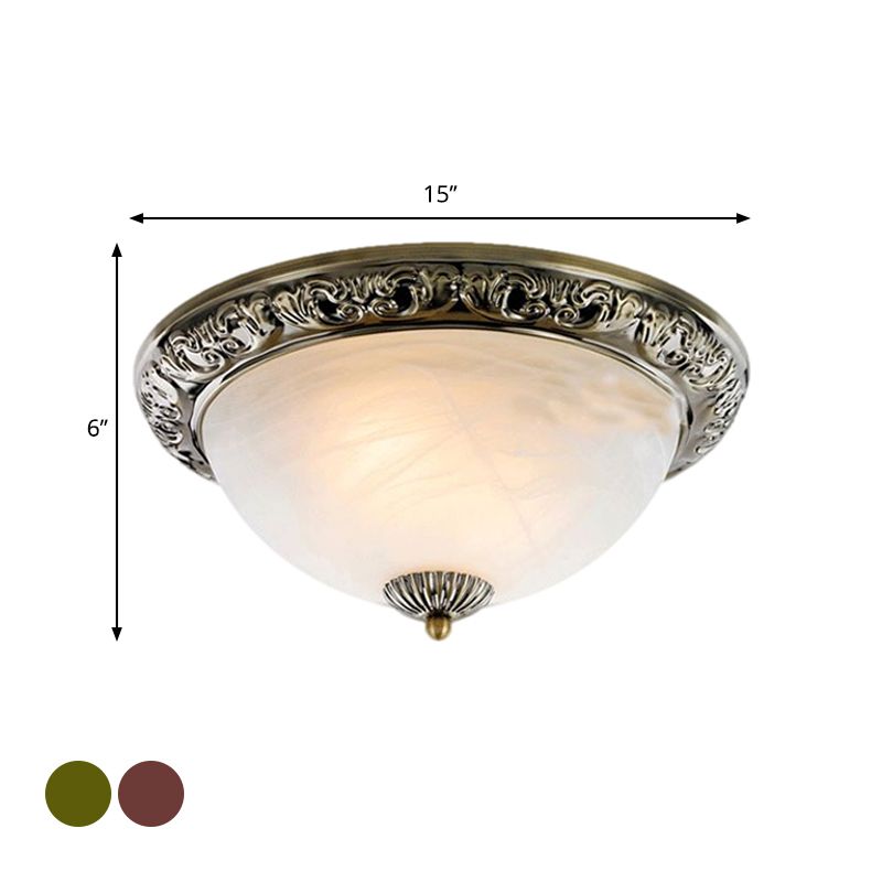 Frosted Glass Bronze/Copper Flushmount Lighting Cone 2 Bulbs 11"/13"/15" W Vintage Close to Ceiling Lamp