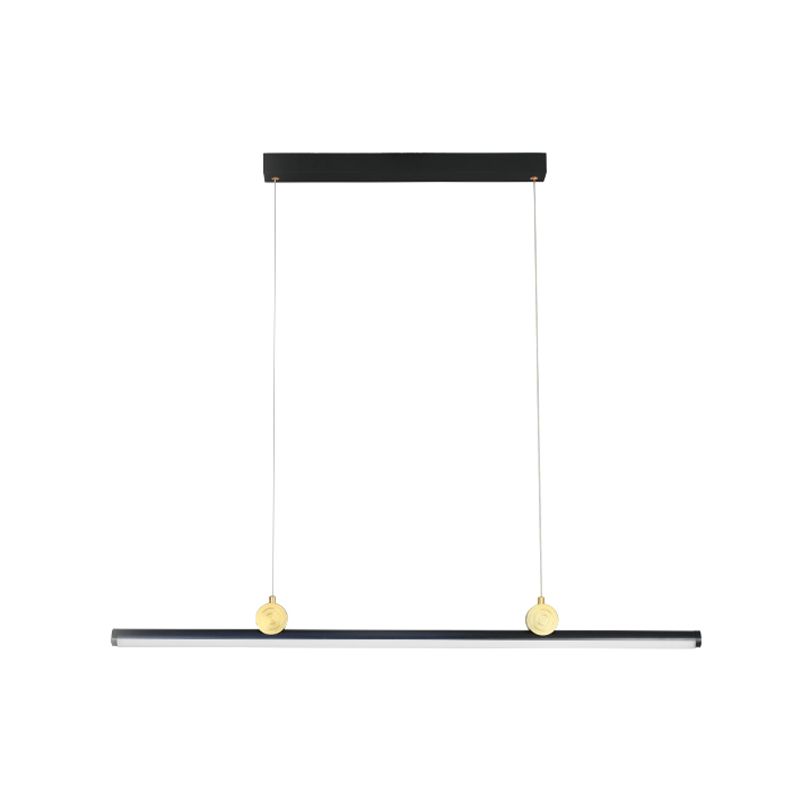 Black Aluminum Island Light Modern Linear Restaurant Hanging Lamp with Acrylic Shade