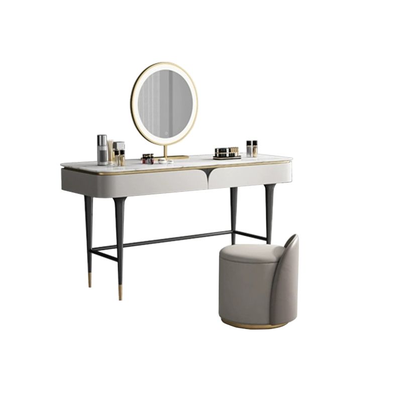 Rock Slate Off-white Dressing Table with 4 Drawers Metal Base