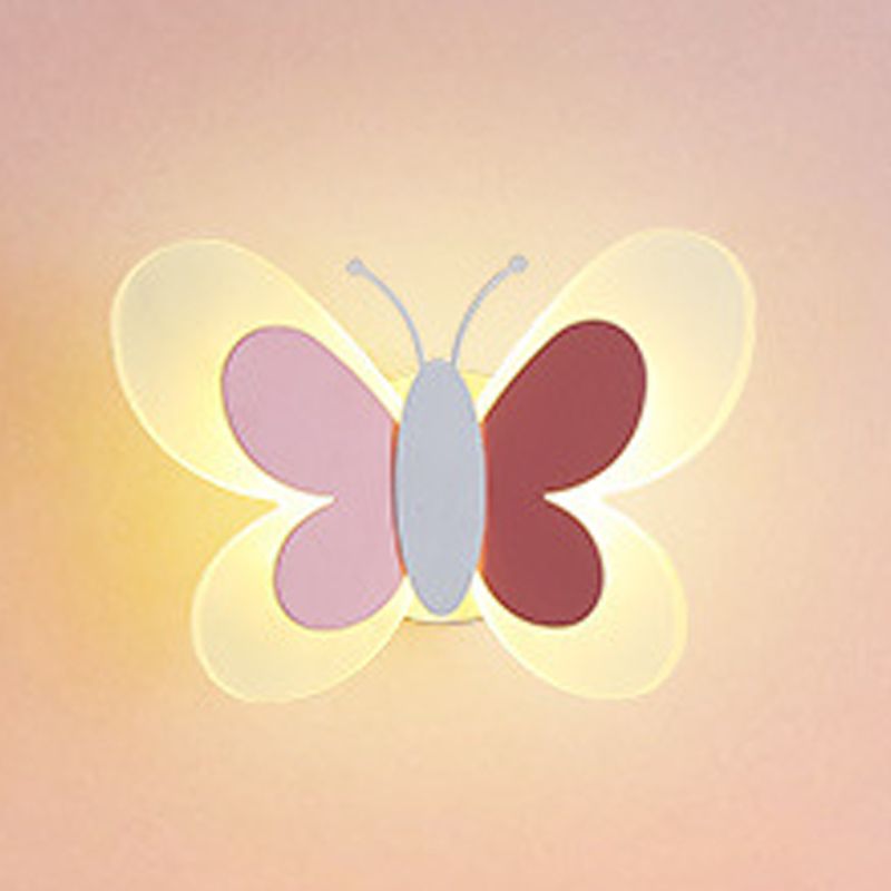 Pink/Blue Wall Light Contemporary Butterfly Lighting for Living Room
