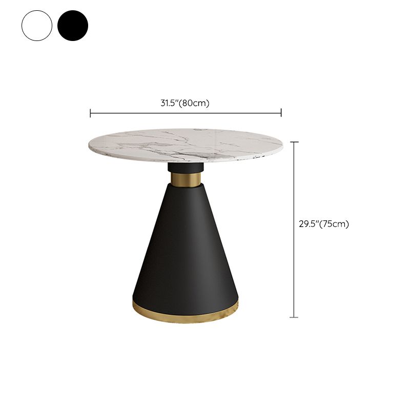 Modern Fixed Dinette Set 1/2/5 Pcs Round Stone Dinette Table with Dining Chair