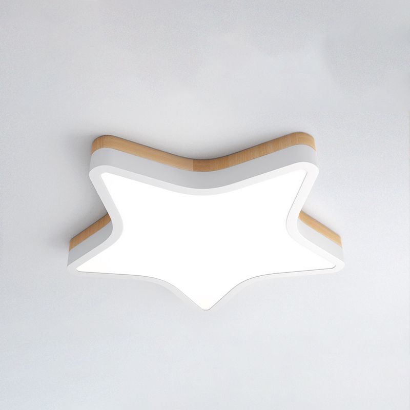 Kids Star LED Flush Mount Lamp Acryl Slaapkamer Plafond Lamp in Geel-Wit