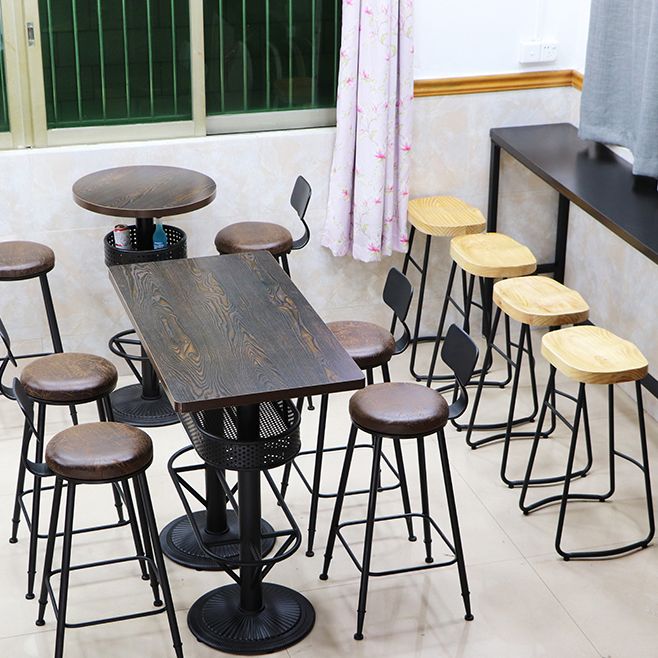 Industrial Wood Top Bistro Table Matte Finish Bar Table for Small Places