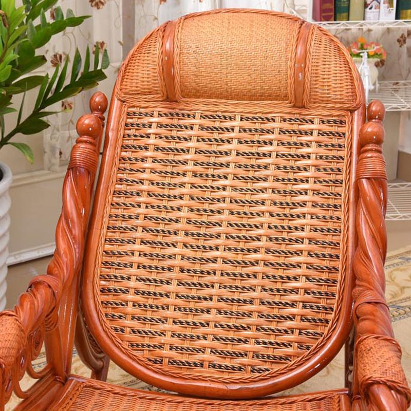 Espresso Rattan Rocking Chair Antique Reclining Rocker Chair 24.4" x 47.2" x 36.2"