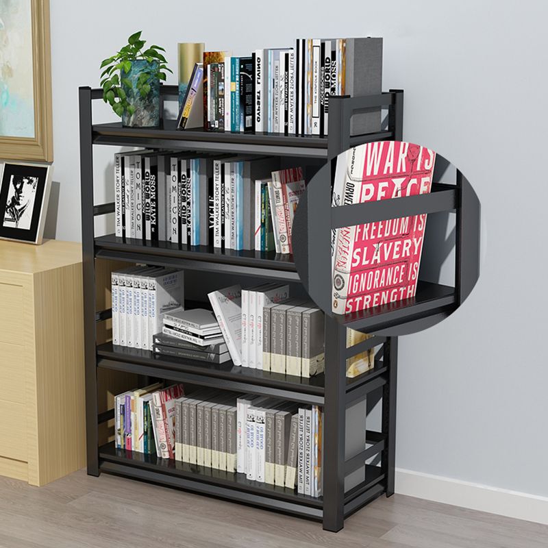 Metal Open Etagere Bookshelf Black Industrial Vertical Bookshelf for Home