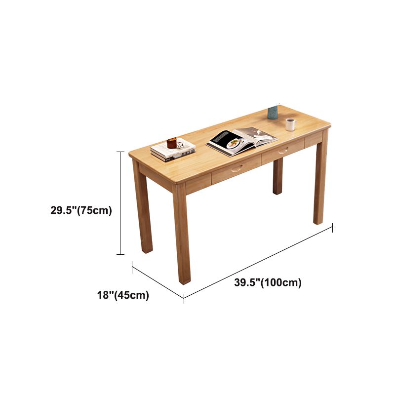 Modern Office Desk 2 Drawers Solid Wood Task Desk with 4 Legs