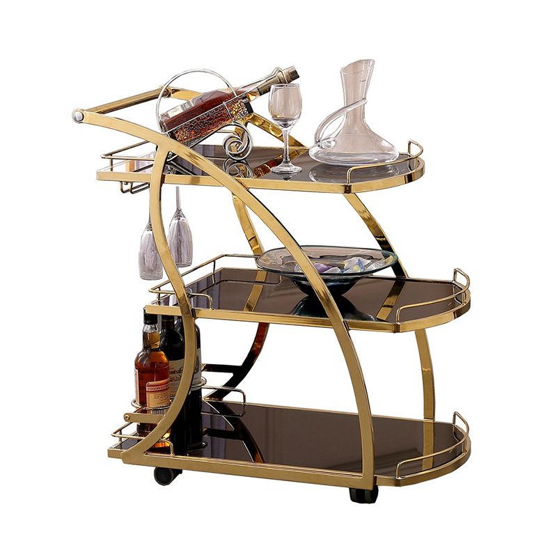 Modern Metal Prep Table with Wine Rack Home Dining Prep Table