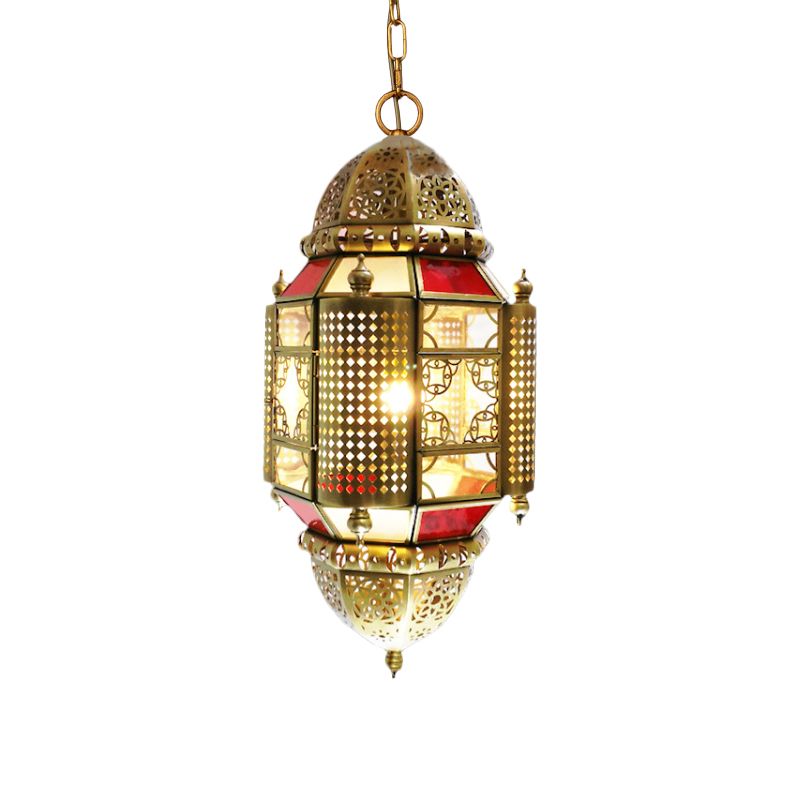 1 lampe suspendue légère Lantern Lantern Metal Suspension Éclairage avec conception de découpe en laiton