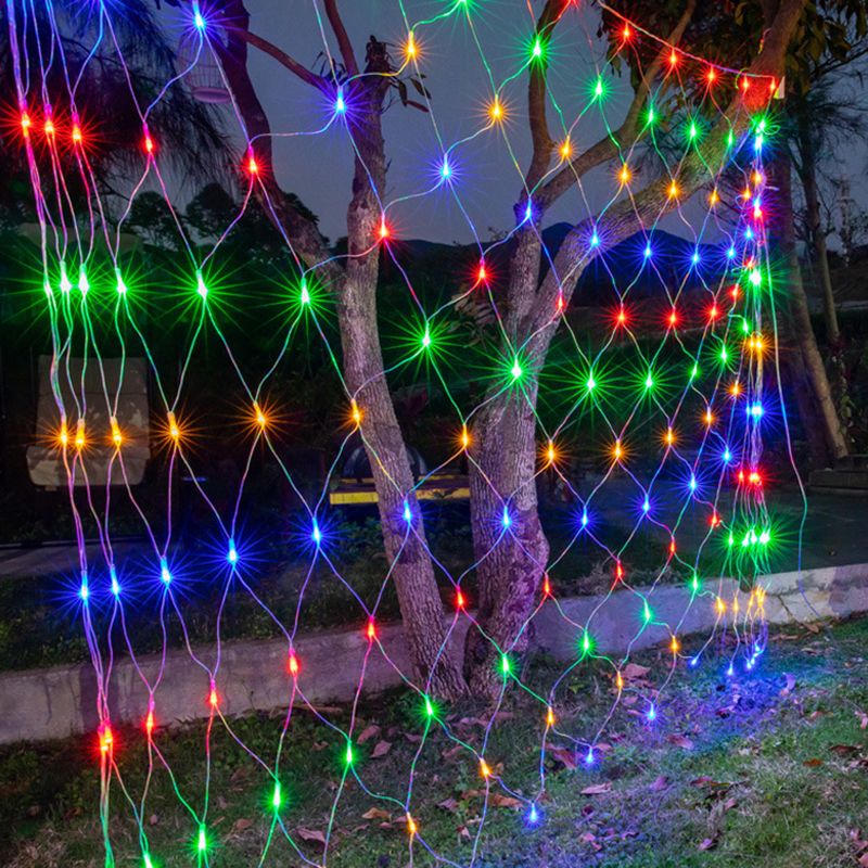 Net Shaped Solar Curtain String Light Set Nordic Plastic Outdoor LED Landscape Light