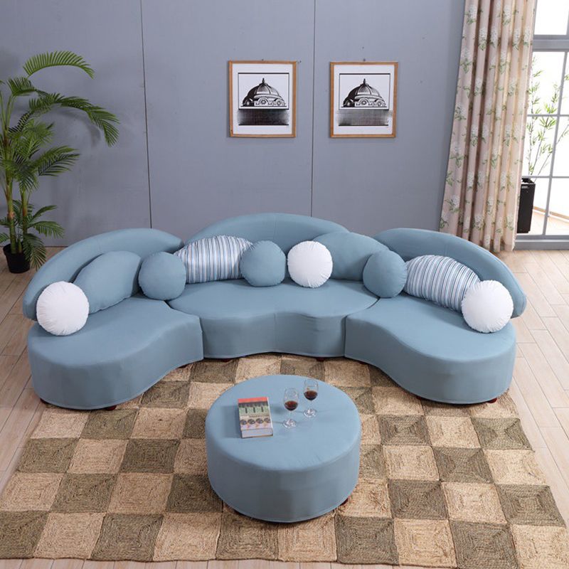 Living Room Contemporary Curved Armless Stationary Cushions Sofa
