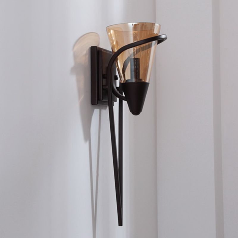 1 Light Cone Wall Mounted Light Fixture Industrial Style Glass Wall Lighting Ideas Lights