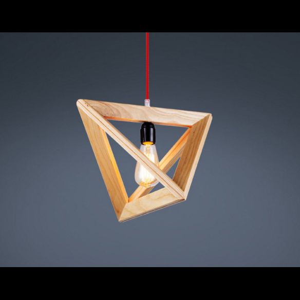 Beige houten driehoek hangende licht lichte Noordse moderne stijl 1 lichte restaurant plafond hanglamp