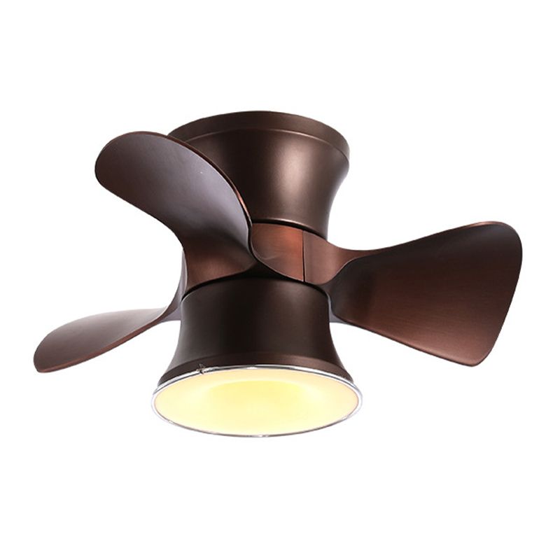 23,5 "W in metallo svasato a filo ventola a soffitto a LED bianco/caffè minimalista con 3 lame