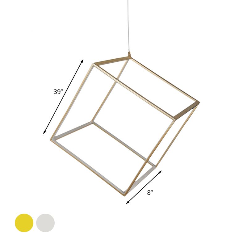 Frame cubico in alluminio lampadario minimalista oro minimalista a led a led luce appesa alla luce calda/bianca per soggiorno