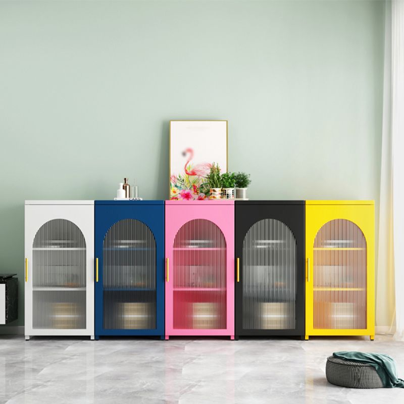 Contemporary Metal Standard Bookcase Closed Back Vertical Bookcase with Glass Door