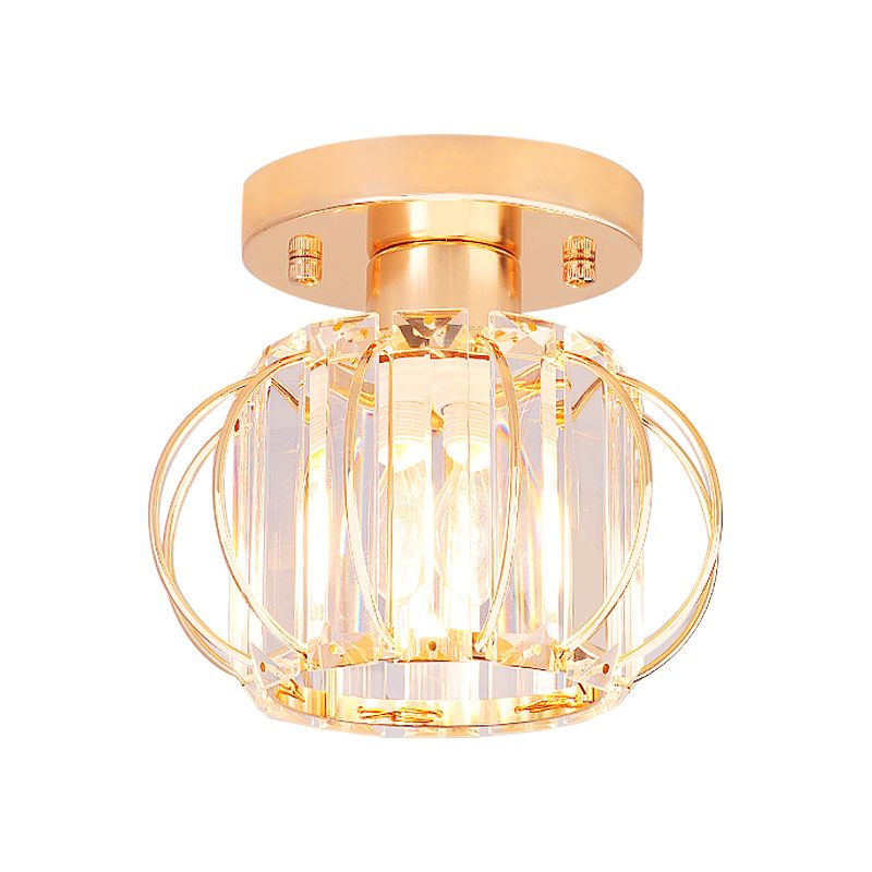 Luce del soffitto con cornice lanterna oro moderna 1 luce rettangolare cristallo semifulò la luce di montaggio