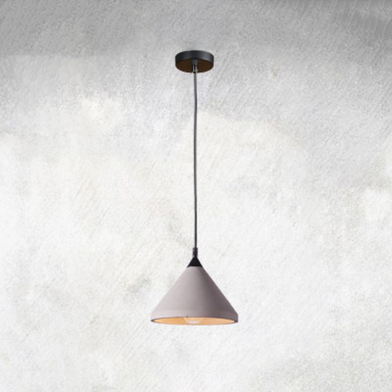 Conical Down Lighting Pendant Modern Style Cement 1 Light Hanging Light Fixtures in Grey