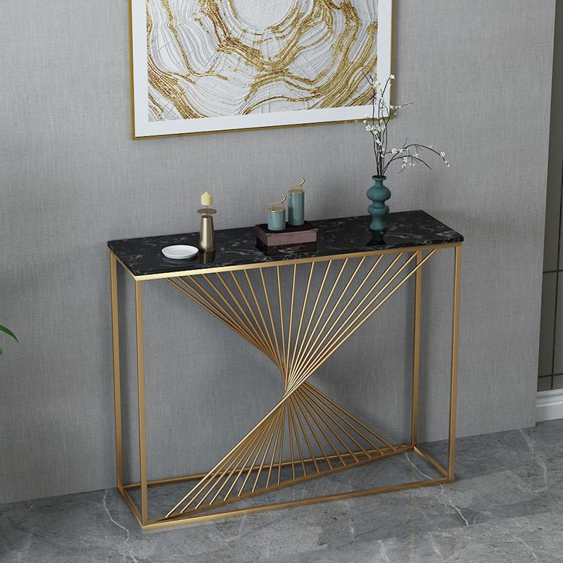 11.81-inch Wide Console Table Glam Marble Accent Table with 1 Shelf