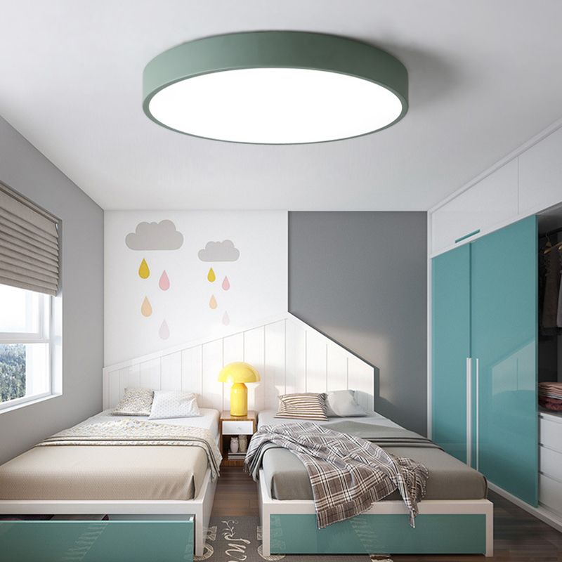 Plafonnier LED de forme ronde macaron fer moderne 1 lumière encastré pour balcon allée