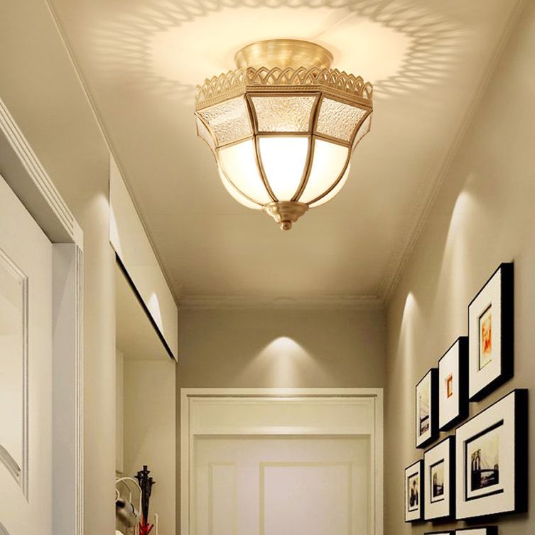 Messing halb Flush Mount Deckenleuchte traditionelle glas schattierte Halbflush Mount Light