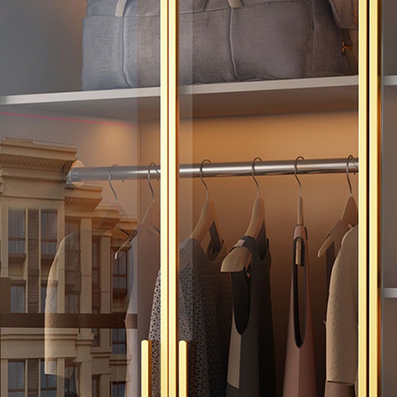 Bedroom Storage Cabinet with Brown Glass Doors Contemporary Hinged Door Cabinet