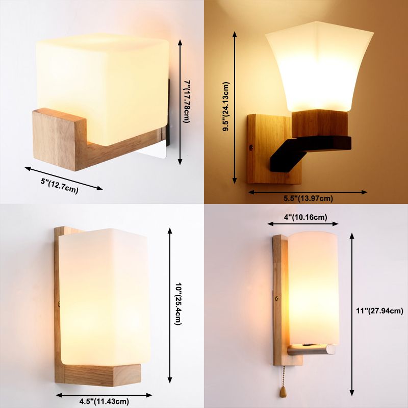Wood Frame Wall Lighting Contemporary Single Head Wood Sconce Light Fixture for Living Room
