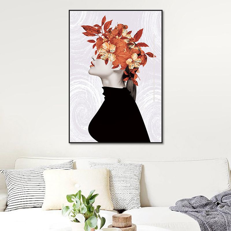 Elegant Woman Print Canvas Wall Art for Girls Bedroom, Pastel Color, Textured Design
