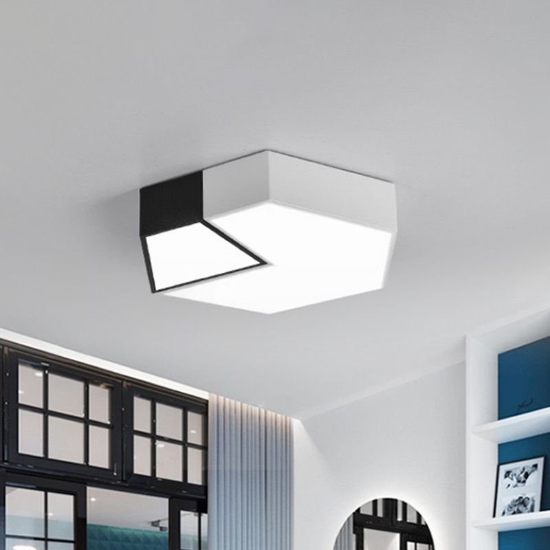 Apparecchio da soffitto a LED esagonale da 15"/19" W, moderno, in metallo, con blocchi di colore, montaggio ad incasso in bianco/luce a 3 colori