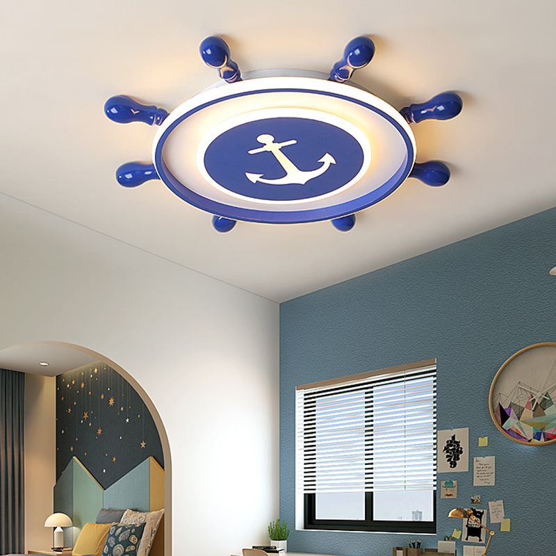 Rudder Flushmount Ceiling Fixture Modernism Acrylic LED Children Room Ceiling Flush Light in Blue, Warm/White Light