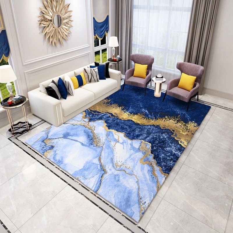 Purple Modern Rug Polyester Abstract Pattern Rug Stain Resistant Rug for Living Room