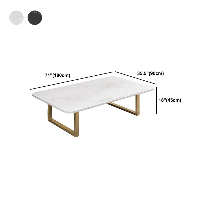 Glam Slate Rectangle Coffee Table with Golden Sled Base Coffee Table Set