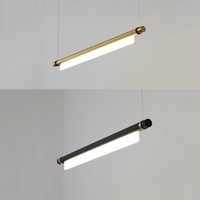 Lampada il lampadario in metallo lineare dell'illuminazione dell'isola a led moderna per sala da pranzo