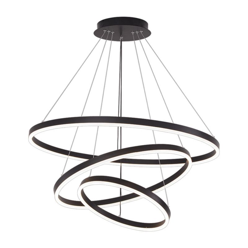 New Modern Black Tiered Chandelier Light Fixtures Aluminum LED Hanging Lamp for Living Room