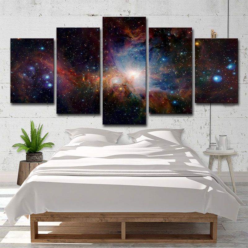 Children's Art Constellation View Canvas in Dark Textured Wall Art Decor for Bedroom