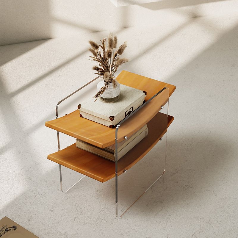 19.29" Tall Solid Wood End Table Natural Sled Accent Side Table