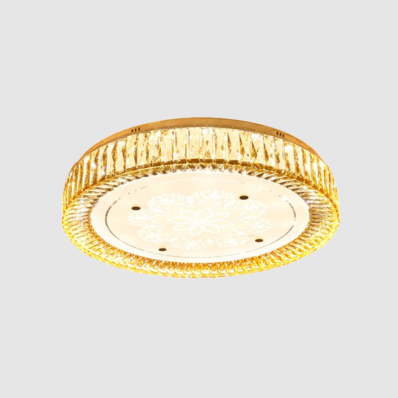 Drum Bedroom Flush Mount Light Clear K9 Crystal LED Modernist Flush Ceiling Lamp in Chrome