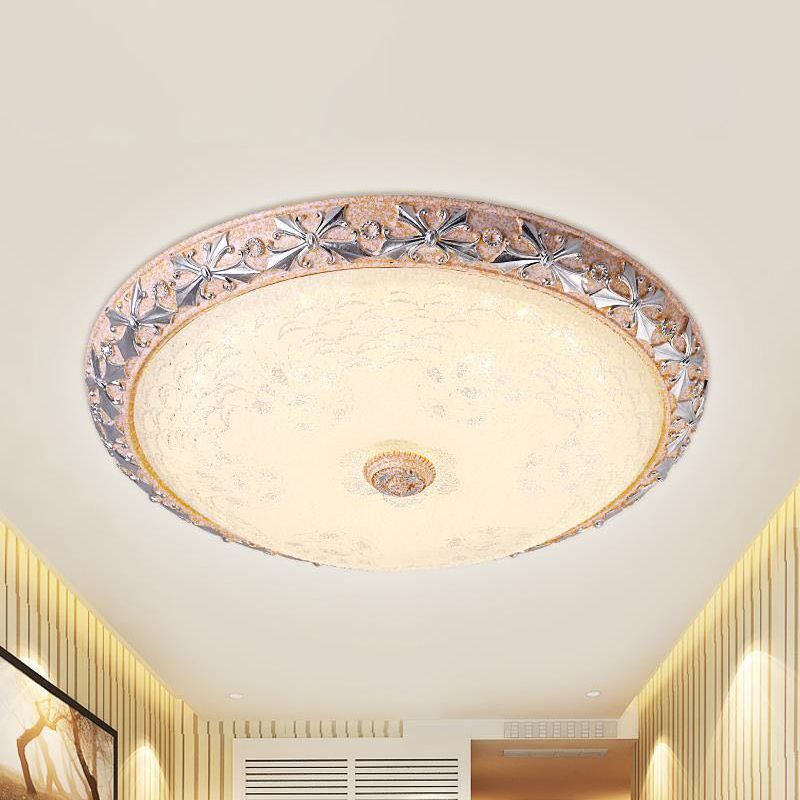 Lampada da incasso a soffitto a forma di ciotola argentata Lampada da incasso per camera da letto a LED in vetro testurizzato vintage, larghezza 12"/16"/19,5"