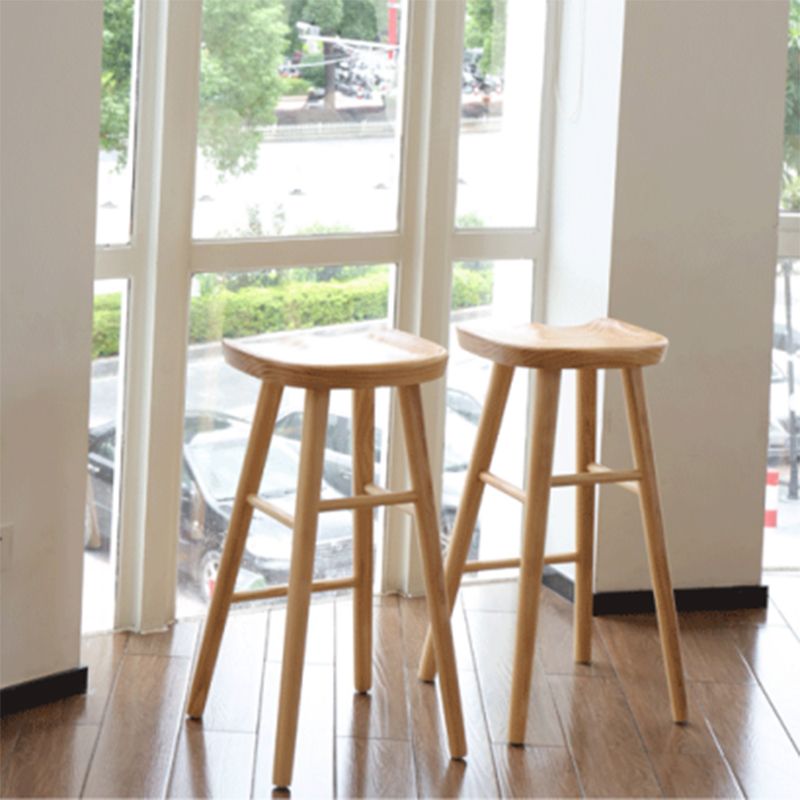 Contemporary Solid Wood Bar Stool Backless Bar Stool for Home Use