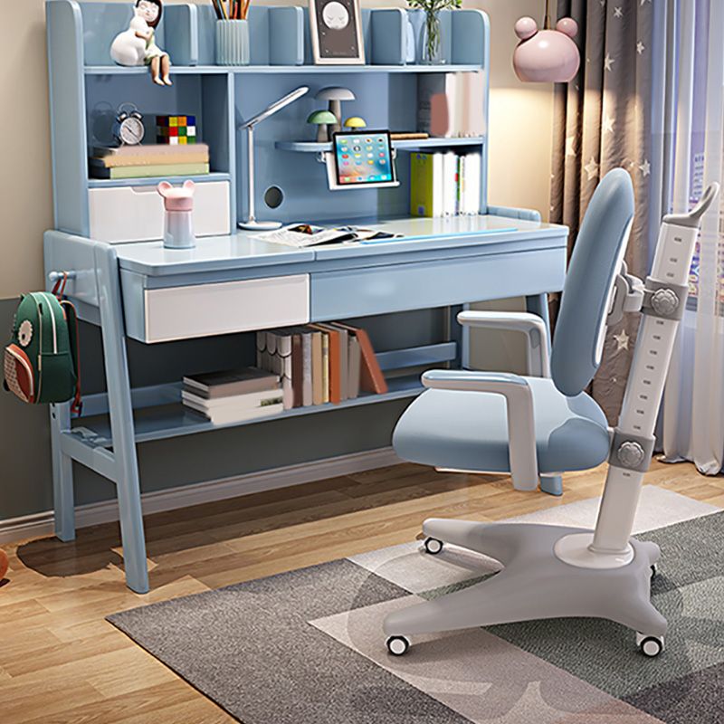 Solid Wood Kids Desk 23.62"W Child Desk Adjustable Writing Desk with Drawer