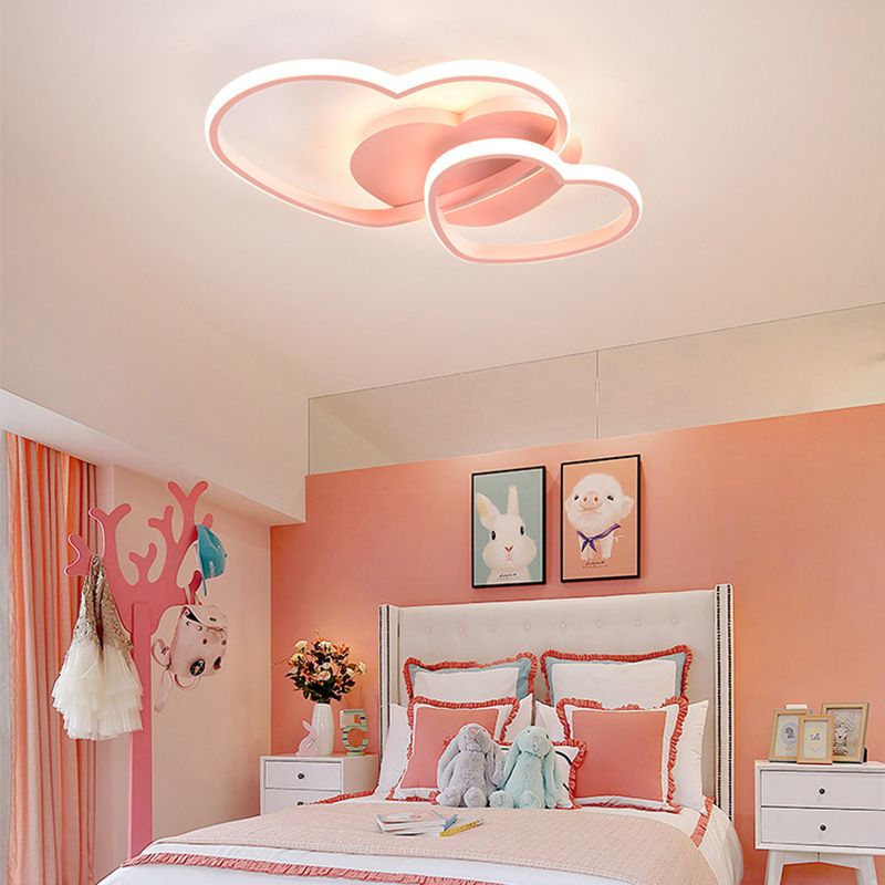 Luz de techo en forma de corazón doble, luz Led de montaje empotrado para dormitorio de metal minimalista romántico